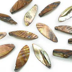 6 Packs of Leaf Tinted Shell Beads - Slate - 2 x 8" Strand