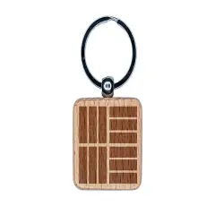 Fun Geometric Rectangle Bricks Background Engraved Wood Square Keychain Tag Charm