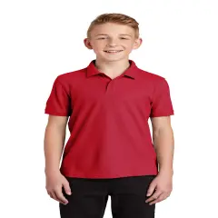 Youth Core Classic Pique Polo T-Shirt &ndash; 60/40 Cotton-Poly Blend, Lightweight 4.4 oz Fabric, Breathable & Durable Kids Polo Shirt Rich red