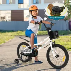 18 Feet Kid's Bike with Removable Training Wheels Black and White