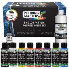 8 Color Ready to Pour Acrylic Pouring Paint Set - Premium Pre-Mixed High Flow 2-Ounce Bottles - for Canvas, Wood, Paper, Crafts, Tile, Rocks and More