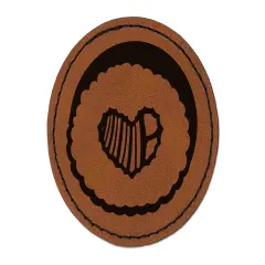Sushi Roll Heart Center Round Iron-On Engraved Faux Leather Patch Applique - 2.5" Brown