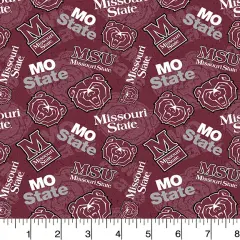Sykel Enterprises-Missouri State University Cotton Fabric-Missouri State Bears Tone On Tone Cotton Quilting Fabric