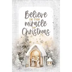 Believe In The Miracle Christmas Wood Plaque with Easel and Hook Wall Tabletop Art - 4 inches x 6 inches