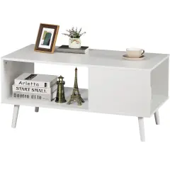 Modern Coffee Table Open Storage Shelf for Living Room .