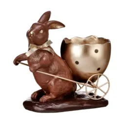 Chocolate Bunny W/Egg in Cart -6"