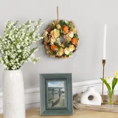 Northlight Mixed Floral Artificial Spring Wreath - 9.75" - Beige and Peach