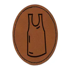 Sports Team Jersey Round Iron-On Engraved Faux Leather Patch Applique - 2.5" Brown