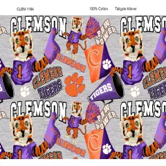 Sykel Enterprises-Clemson University Cotton Fabric-Clemson Tigers Mascot Heather Cotton Quilting Fabric