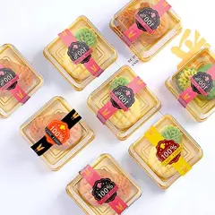 50 Pieces 3.5 Inch Mini Cake Box, Clear Plastic Mini Cupcake Box Muffins Box Cookies Dome Box Mooncake Box Small Single Muffin Dessert Containers Holder Wedding Birthday Gift Box Bonus 50 Pcs Stickers