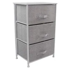 Sorbus Dresser with 3 Drawers - Bedside Furniture & Accent End Table Chest for Home, Bedroom Accessories, Office, College Dorm, Steel Frame, Wood Top, Fabric Drawers White