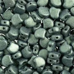 John Bead Czech Glass Jet Color Metallic Suede Ginko Beads, 50g Light Green