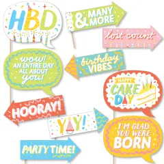 Big Dot of Happiness Funny Party Time - Happy Birthday Party Photo Booth Props Kit - 10 Piece