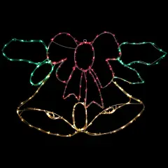 Northlight 34" Lighted Christmas Bell and Bow Window Silhouette Decoration Red