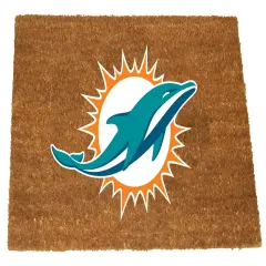 The Memory Company NFL Miami Dolphins Rectangular Coir Door Mat 29.5" x 19.5" Brown