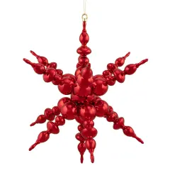 Northlight Shiny 3D Sunburst Snowflake Commercial Christmas Ornament - 24" - Red