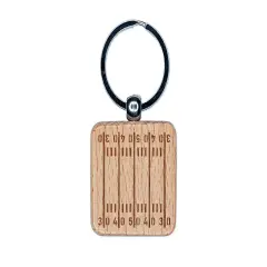 Football Field Yardlines Engraved Wood Square Keychain Tag Charm