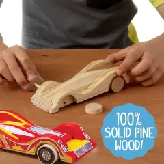 Paint Your Own Wooden Cars - DIY Wood Craft Kit, Easy To Assemble and 3 Race &ndash; Arts Crafts Kit for Kids Ages 6 And Up, Multicolor, Medium