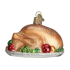 Turkey Dinner Platter Glass Ornament