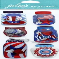 Jolee's Boutique Patriotic Mason Jar Lanterns Dimensional Dome Stickers