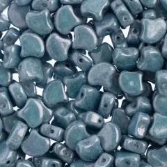 John Bead Czech Glass Opaque Ginko Beads, 50g Chalk Blue Luster