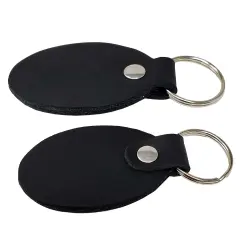 2 Sided Leather Key Chains 10 Pack-Customize it for Promotional Gifts, Fundraising, Events, Wedding - Engrave on Both Sides Black-oval