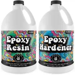 Crystal Clear Epoxy Resin 1 Gallon Kit 2 Part Epoxy Resin for Tumblers, Wood, Table Top, Countertop, Bar & Craft Art, Resin Molds Clear Casting Resin and Hardener Bulk Two Part Resin Epoxy Gallon