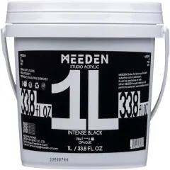 MEEDEN Intense Black Acrylic Paint, Heavy Body, Gloss Finish, Extra-Large 1 L /33.8 oz Non-Toxic Rich Pigments, Studio Professional Artist Acrylic Paint for Adults on Canvas,Wall,Wood,Stone Painting