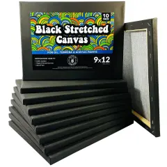 Stretched Black Canvas for Painting Bulk 10 Pack Small Canvases for Painting Blank Canvas for Painting Stretched Canvas for Paint for Artists Gesso Primed for Oil, Acrylic, and Watercolor Art