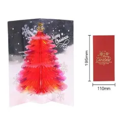 Kitcheniva Christmas Tree 3D Pop Up Card Sparkling Greeting Card Gifts Red