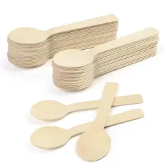Disposable Wooden Spoons Wood Cutlery Spoon Tasting Sampling Taster Spoons