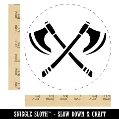 Crossed Viking Battle Axes Weapons Self-Inking Rubber Stamp Ink Stamper for Stamping Crafting Planners Red
