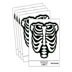 Human Ribcage Skeleton Bones Spooky Halloween Waterproof Vinyl Phone Tablet Laptop Water Bottle Sticker Set - 5 Pack