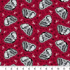 Sykel Enterprises-University of Alabama Cotton Fabric-Alabama Crimson Tide Sugar Skull Cotton Quilting Fabric
