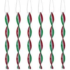 Northlight 6ct White, Red and Green Candy Swirl Christmas Ornaments 8"