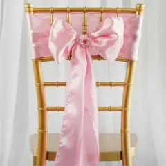 10Pcs Satin Chair Sashes for Wedding Reception Decor Pink