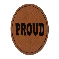Proud Teacher School Round Iron-On Engraved Faux Leather Patch Applique - 2.5" Brown