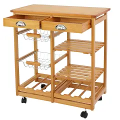 Kitchen Island Trolley Cart Rolling Wood Dining Storage .