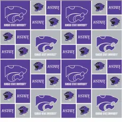 Sykel Enterprises-University of Kansas Cotton Fabric-Kansas Jayhawks Geometric Cotton Quilting Fabric