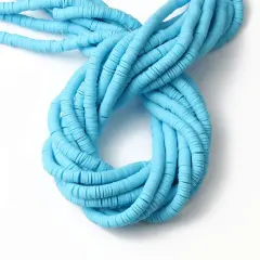 Kitcheniva 6mm Heishi Beads Clay Disc Flat Vinyl DIY Jewelry 10 Strands Light blue