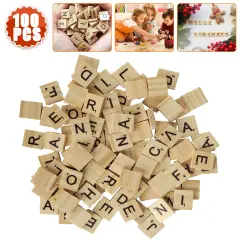 Wooden Scrabble Tiles for Crafts and Game Letter Replacement Wood color 100pcs