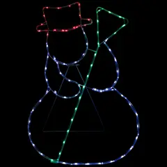 Northlight 28" Lighted Standing Snowman Silhouette Outdoor Christmas Decoration White