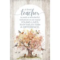 A Good Teacher Wood Plaque with Easel and Hook Wall Tabletop Art - 4 inches x 6 inches