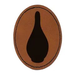 Chianti Wine Bottle Solid Round Iron-On Engraved Faux Leather Patch Applique - 2.5" Brown