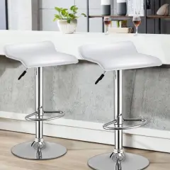 Set of 2 Swivel Bar Stools Backless Dining Chair White