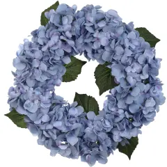 18" Blue Artificial Hydrangea Wreaths - 2-Pack, Silk Flowers with Grapevine Rings - Perfect for Doors, Walls - Elegant Year-Round Decor, Floral Home by Artificial Flowers