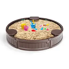 Sandbox with Built-in Corner Seat and Cover Ideal Gift for Kids
