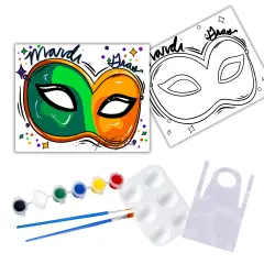 "Mardi Gras" DIY Canvas Art Kit, Adult Beginner, Acrylic Paint Size 11x14 inch