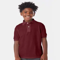 Hanes&reg; Youth Ecosmart Jersey Polo Maroon