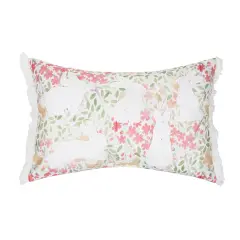 Bunnies Flowers Lumbar Pillow